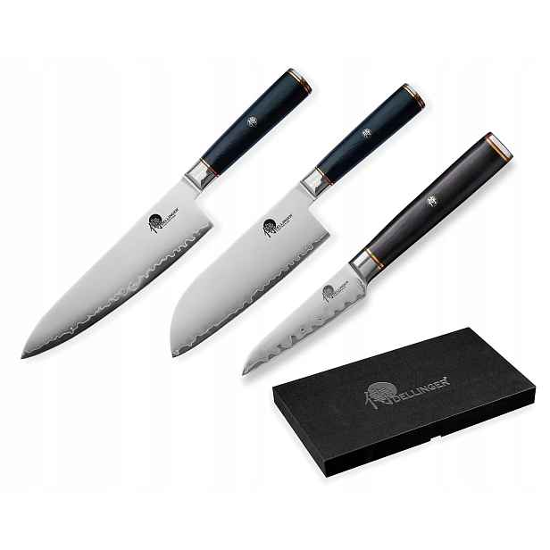 Sada nožů Dellinger Okami AUS10 Nůž šéfkuchaře Santoku, Parin