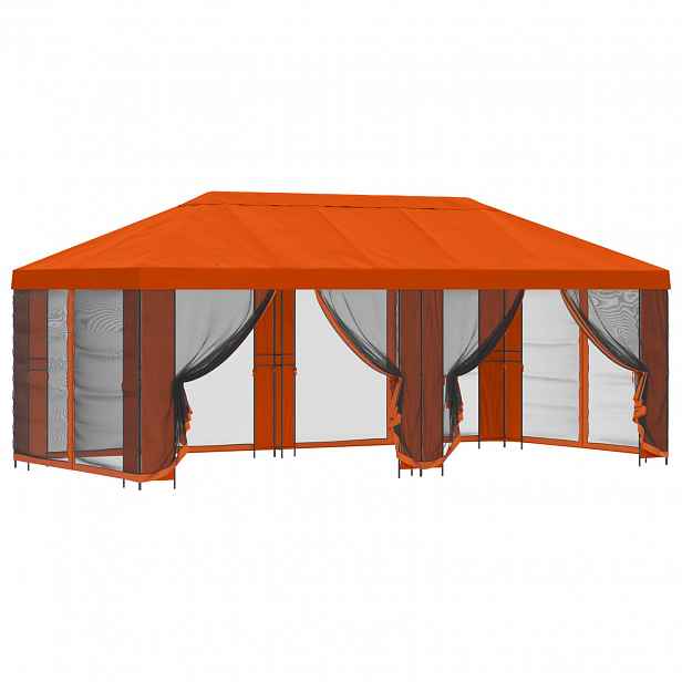 vidaXL Zahradní altán se stěnami 6 x 3 m Oranžová Polyester a ocel