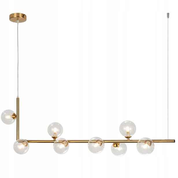 Lampa Glamour Skleněná 8 Koulí Zlatá Závěsná Zlatá G9