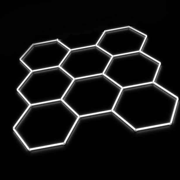 Led panel 8 Hexagon 245W pro garáž, moderní osvětlení, silné stropní světlo