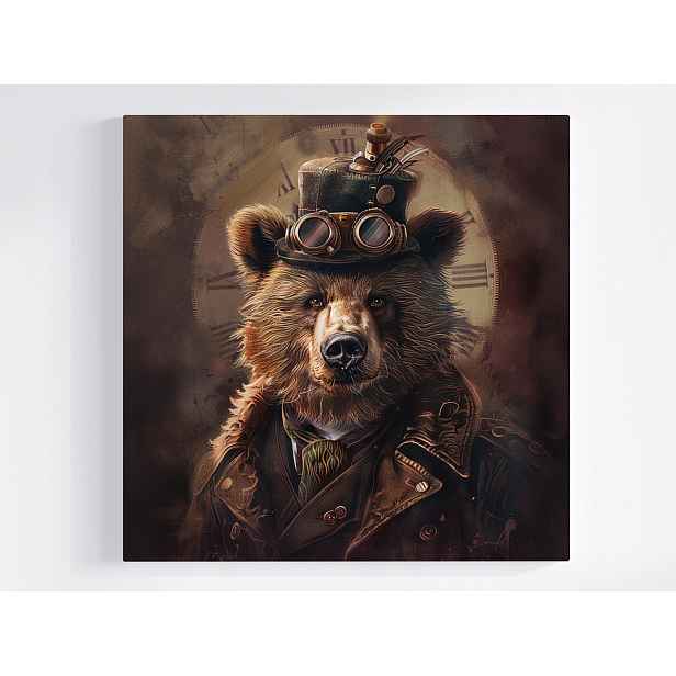 Obraz Na Plátně Canvas Portrét Medvěd Medvídek Steampunk Industrial 50x50