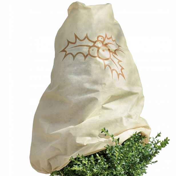 Ochranná kapuce se vzorem Jmelí V:125 x Š:120 na stromek ⌀75 cm, Béžová/hnědá