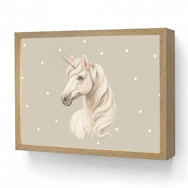 OnlyWow DOBÍJECÍ NOČNÍ LAMPIČKA Jednorožec - bílý - tečky 40x30 cm
