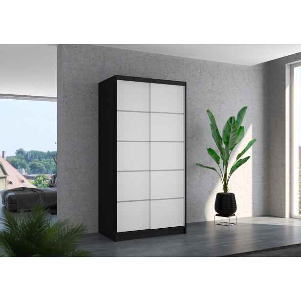 Policová šatní skříň 100 cm BAFRIX - černá / bílá