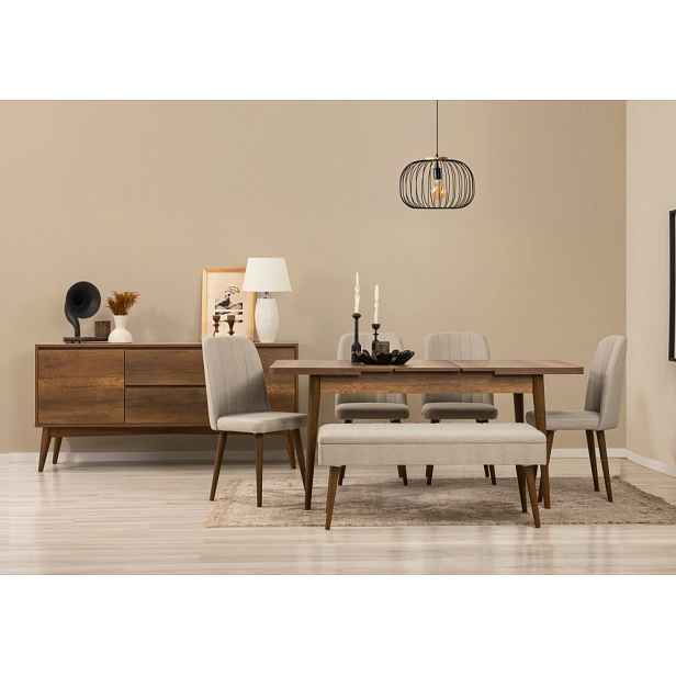 Set s rozkládacím stolem, židlemi a konzolou (7 kusů) Vina 03 1005 - Walnut, Cream