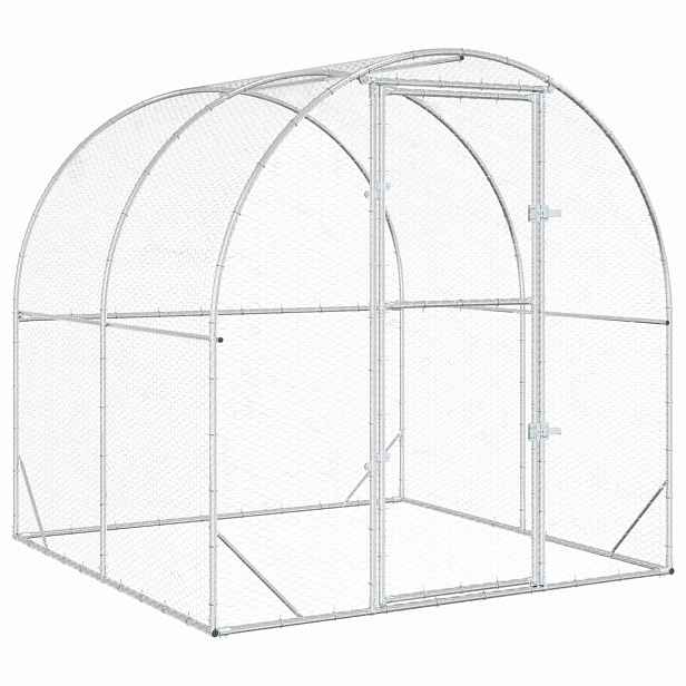 vidaXL Kuřecí kurník Stříbrná 200 x 200 x 200 cm Pozinkovaná ocel