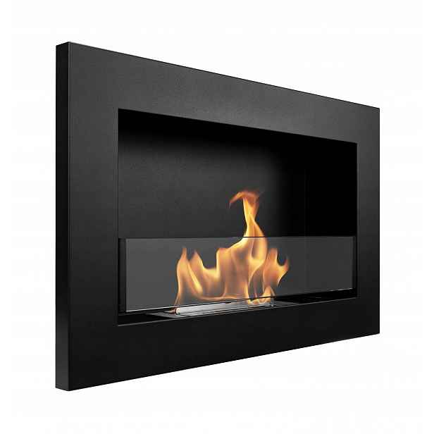 Závěsný biokrb se sklem 65x40x12 cm Slim černý strukturovaný mat