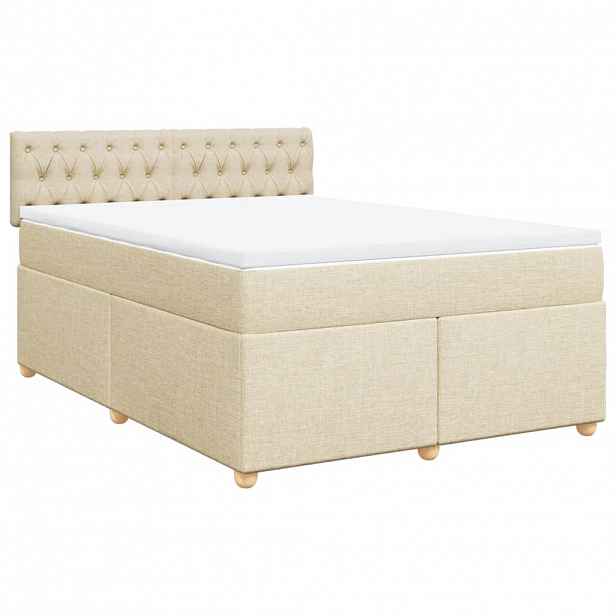 vidaXL Box spring postel s matrací krémová 140x200 cm textil