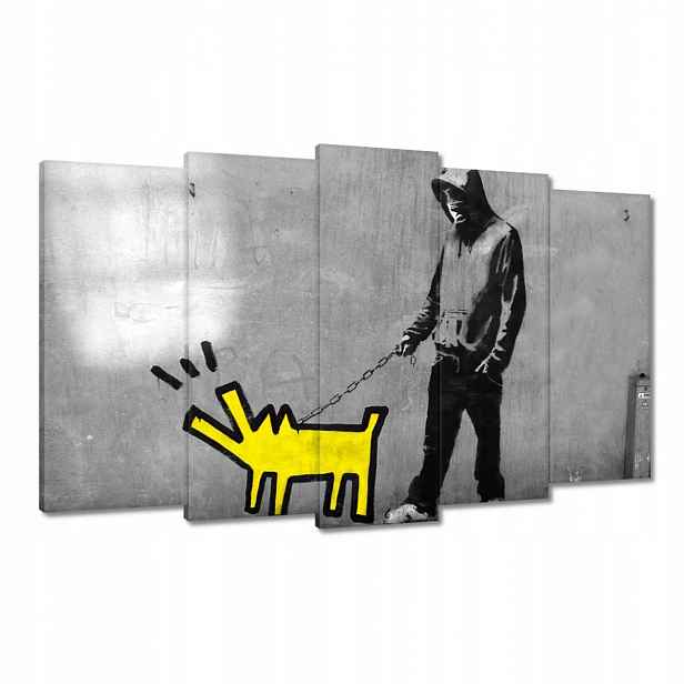 Obrazy 100x60 Banksy žlutý pejsek