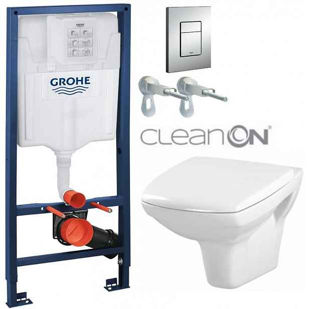 Rapid SL pro závěsné WC 38528SET s chromovou deskou + WC CERSANIT CLEANON CARINA + SEDÁTKO 38772001 CA1