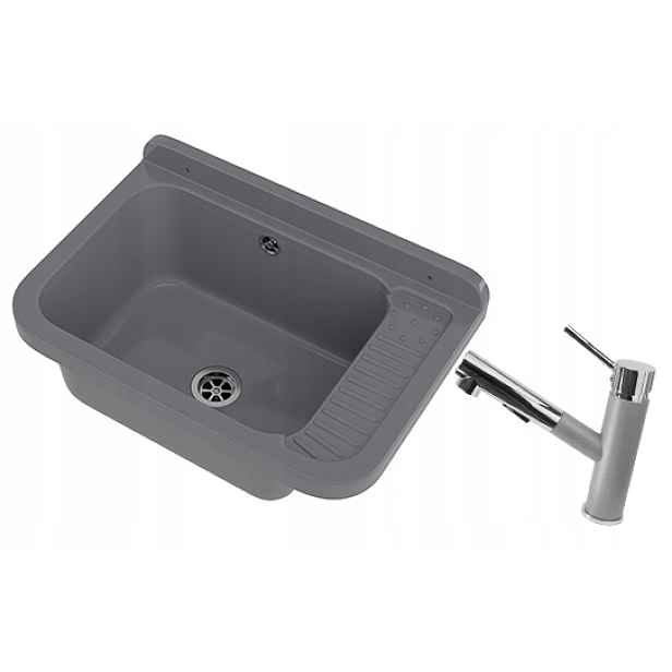 Šedý dřez dřez Hospodářský Polo Set technická komora baterie