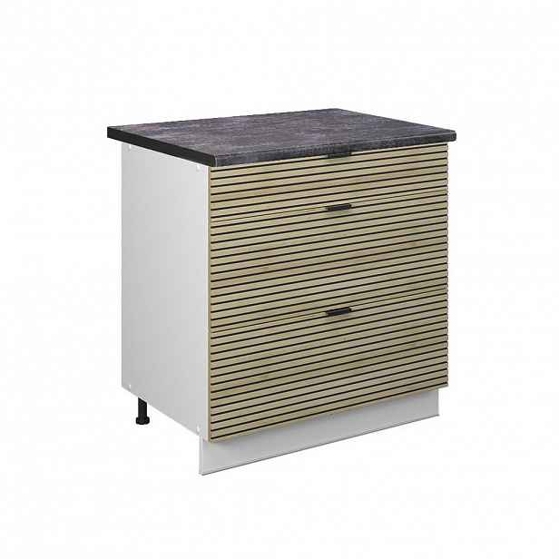 Vicco SPODNÍ SKŘÍŇKA KUCHYŇSKÉ LINKY Fame-Line Dubový panel 80 cm se 3 zásuvkami, PD Antracit