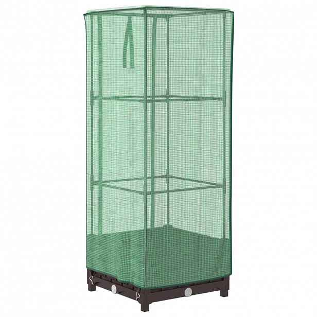 vidaXL Vyvýšený záhon se skleníkem ratanový vzhled 40 x 40 x 123 cm