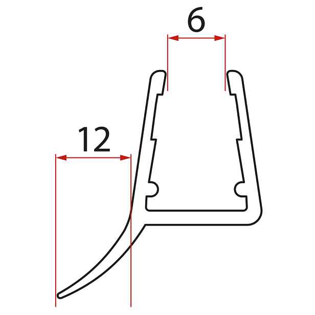 Aqualine Spodní těsnění na dveře, sklo 6mm, 1000mm