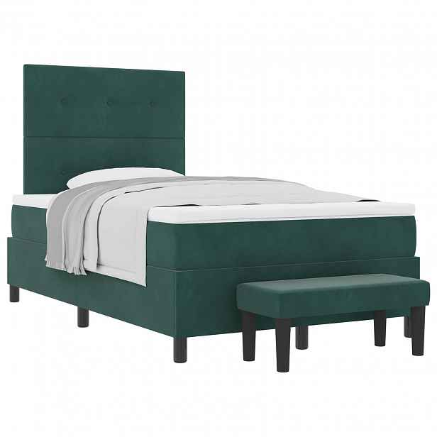 vidaXL Postel s boxspringem s čelo Tmavě zelená 200 x 120 cm samet