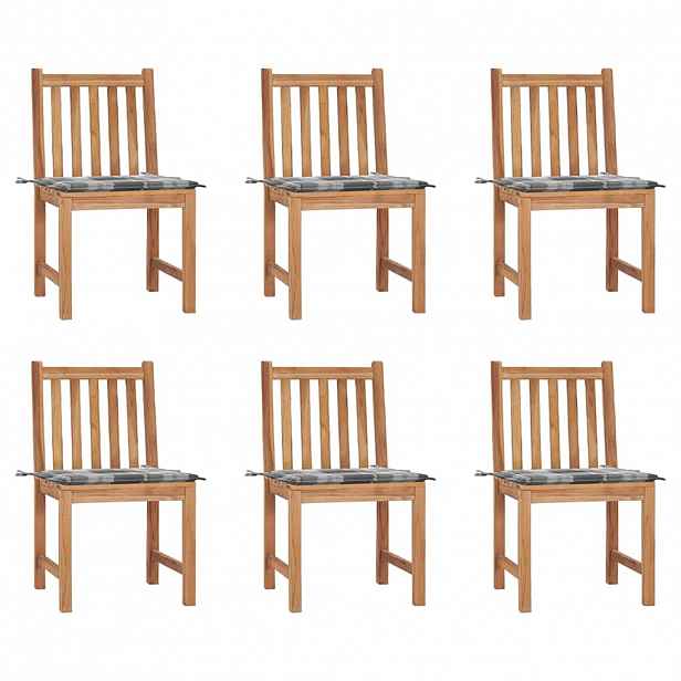 vidaXL Zahradní židle s poduškami 6 ks masivní teak