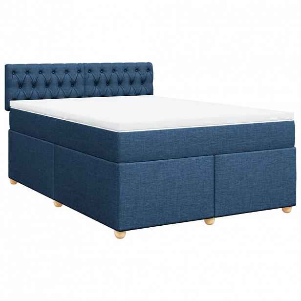 vidaXL Box spring postel s matrací modrá 140x200 cm textil