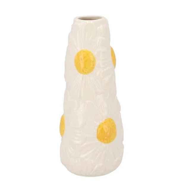 Bílá keramická vázička s reliéfem květů Jane Flower - Ø 8*18 cm daan kromhout