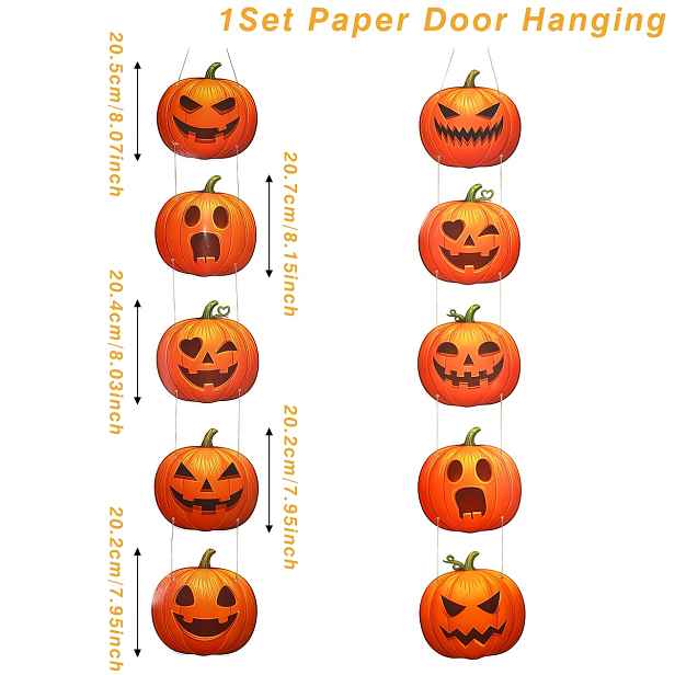 TEMU 1 sada, banner, halloweenský papírový závěsný dekor na dveře, halloweenský strašidelný závěsný banner s dýně, veselé halloweenské párty závěsné