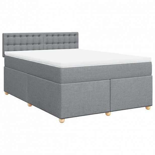 vidaXL Box spring postel s matrací světle šedá 140 x 200 cm textil