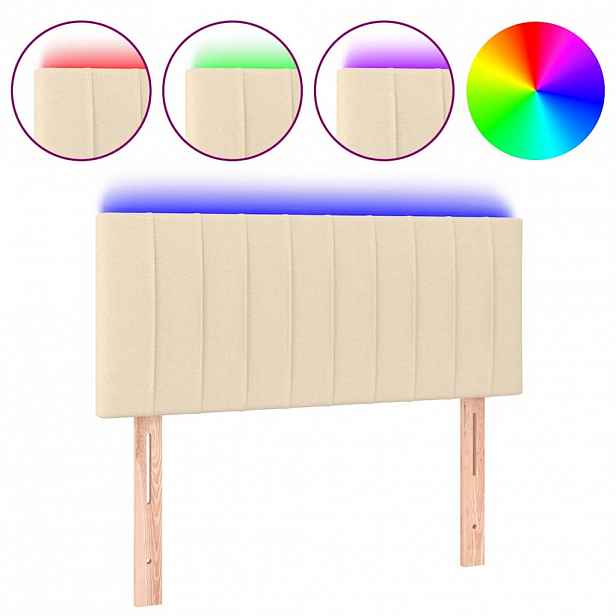vidaXL Čelo postele s LED krémové 80 x 5 x 78/88 cm textil