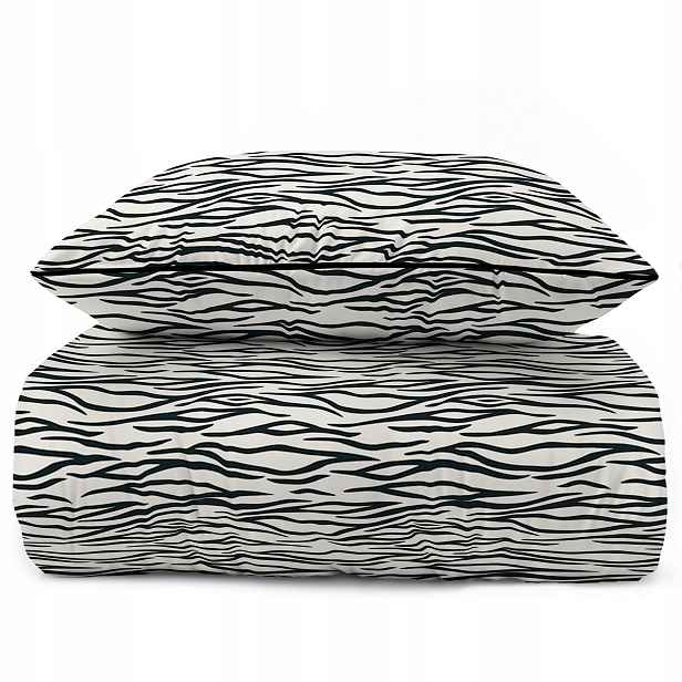 Elegantní povlečení s lemováním 220x200 Perkal bílo-černá zebra