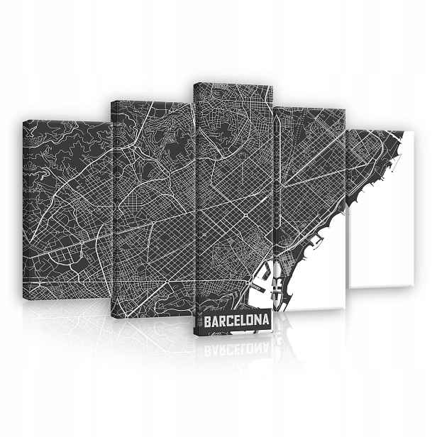 Obraz 100x60 Barcelona mapa města černobílá grafika moderní výzdoba