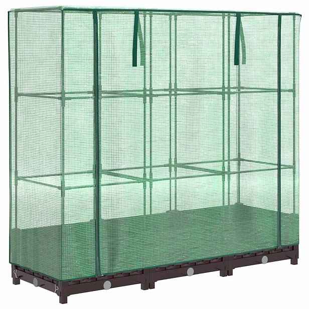 vidaXL Vyvýšený záhon se skleníkem ratanový vzhled 120 x 40 x 123 cm