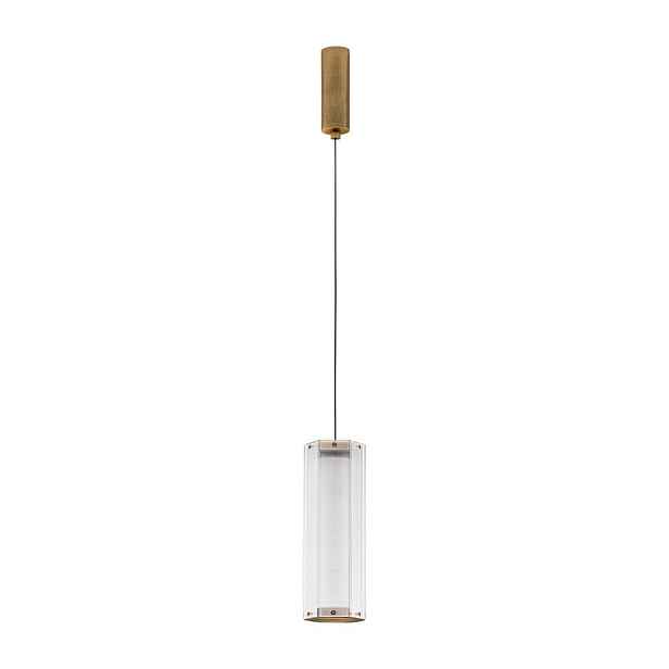 Ocelové LED stmívatelné závěsné svítidlo v mosazné barvě se skleněným stínidlem ø 10,5 cm Essenzo – Nova Luce