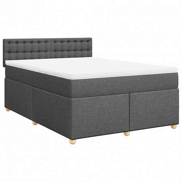 vidaXL Box spring postel s matrací tmavě šedá 140x200 cm textil