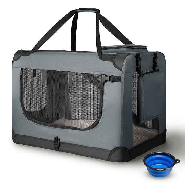 Juskys 107203 přepravní box pro psy skládací šedá 50 x 34 x 36 cm