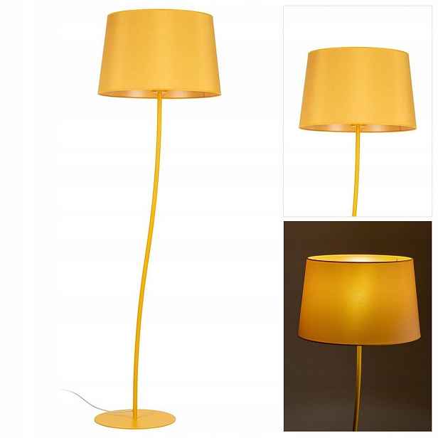 Podlahová lampa Nicola zlatá klasika v pracovně u stolu Tk Lighting