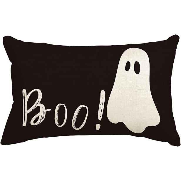 Povlak Na Polštář Halloween 30X50 CM Duch Boo Černý Polyester Skrytý Zip