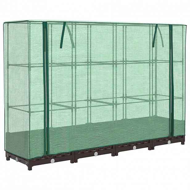 vidaXL Vyvýšený záhon se skleníkem ratanový vzhled 160 x 40 x 123 cm
