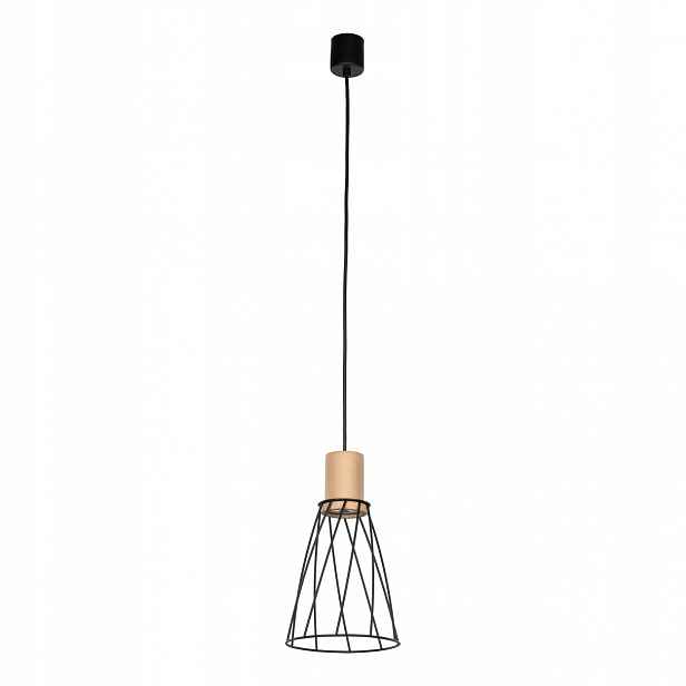 Závěsná lampa Modesto Wood černá borovice 1xGU10 16 cm Do Předsíně Loft
