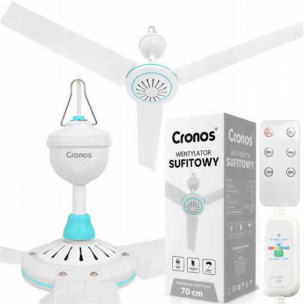 Stropní Ventilátor S Větrákem Tichý Bílý Větrák 70 cm Dálkový Ovladač Časovač