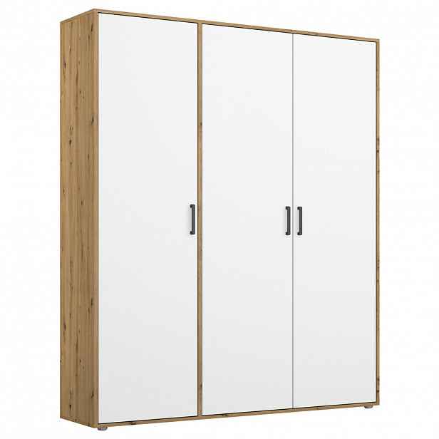 Rauch Möbel ŠATNÍ SKŘÍŇ S OTOČNÝMI DVEŘMI, bílá, dub artisan, 140/194/53 cm