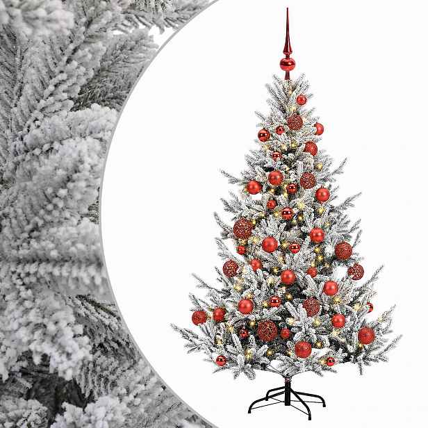 vidaXL Umělý vánoční stromek s vánočními koulemi 120 cm 150 LED