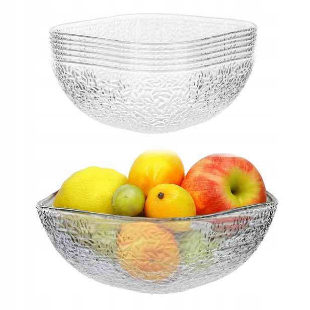 6 ks Salátová Miska Skleněná Na Svačiny Ovoce Salát Misky 20 cm Set