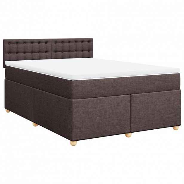 vidaXL Box spring postel s matrací tmavě hnědá 140x200 cm textil