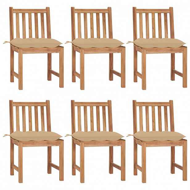 vidaXL Zahradní židle 6 ks s poduškami masivní teak