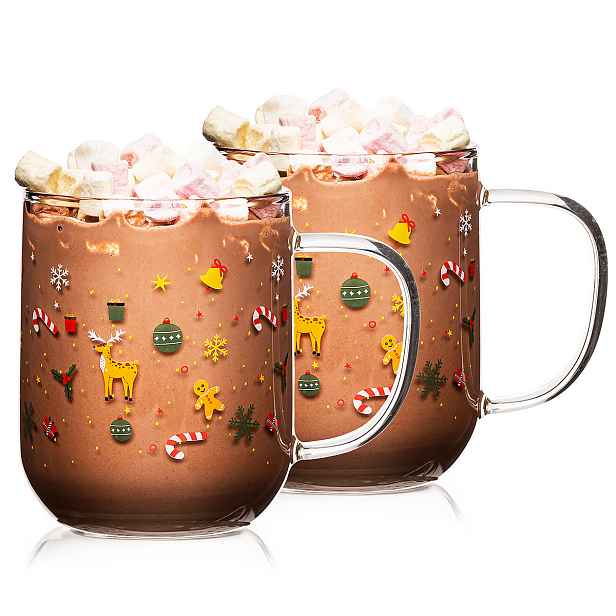 4Home Skleněný hrnek Hot&Cool Christmas time 350 ml, 2 ks