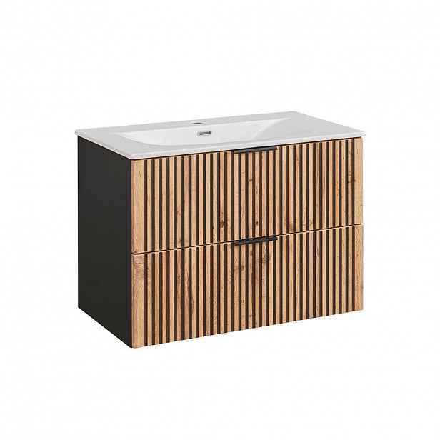 Petits-meubles UMYVADLO 80.2cm Gaia Dubové dřevo a černá barva