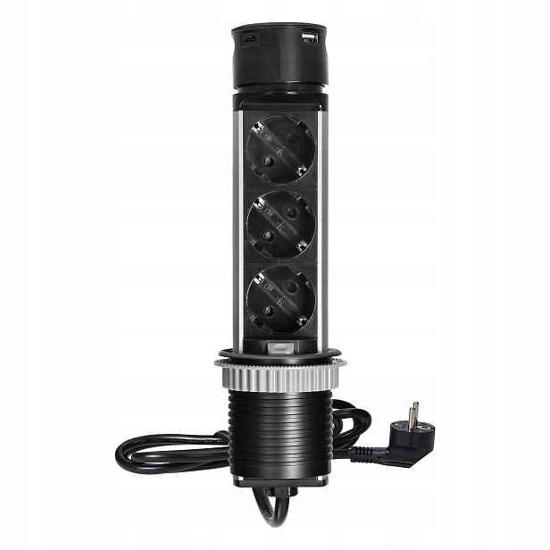 Zabudovatelná nábytková zásuvka 3x 230 V Schuko a 2x Usb-a W-72013