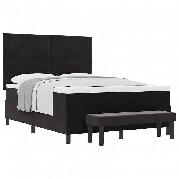 vidaXL Postel s boxspringem s čelo Černá 190 x 140 cm samet