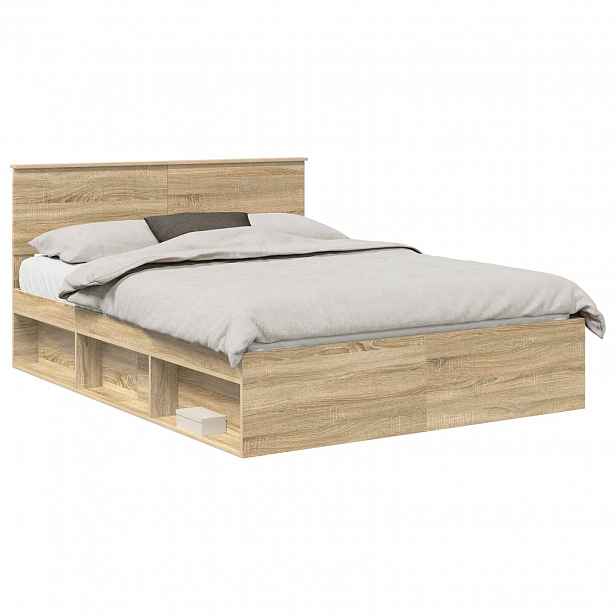 vidaXL Rám postele s čelo Sonoma dub 150 x 200 cm Masivní borové dřevo
