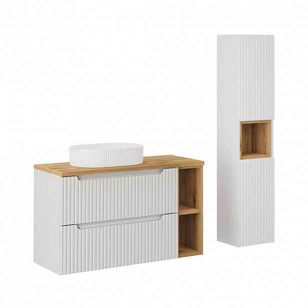 Petits-meubles KOUPELNOVÝ NÁBYTEK 100.4cm Riva 2er-Set Bílá a dřevo
