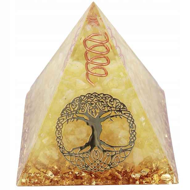 Pyramida Z Pryskyřice Orgonit Achát Křišťál Citron Strom Života Harmonie 6 cm