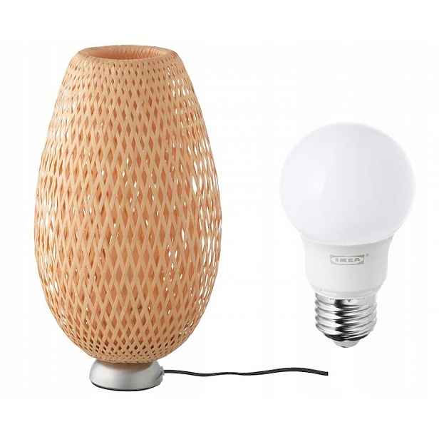 Ikea Boja Stolní lampa žárovka/niklovaná/ bambusová
