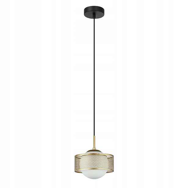 Italux Lomica závěsná lampa glamour síťovina zlato/černá/bílá E27 40W